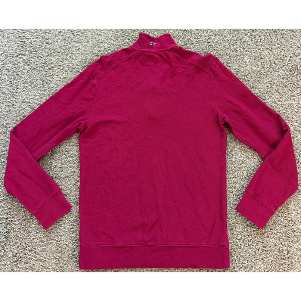 Vineyard Vines Mens XS Red Cotton Pique Quarter Zip Pullover Sweater Navy Trim - Picture 3 of 8